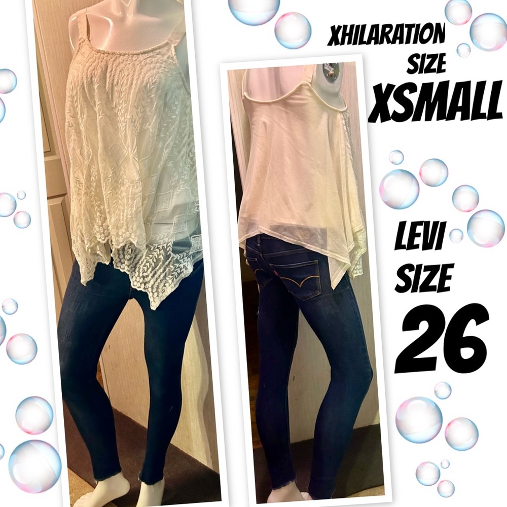 Xhilaration White Lace Top and Levi Blue Jeans